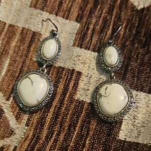 Elegant Silver and White Dangle Earrings